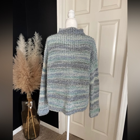 Loft Wool Blend Multicolor Cowl Neck Sleeve Slit Sweater size XL - Picture 9 of 12